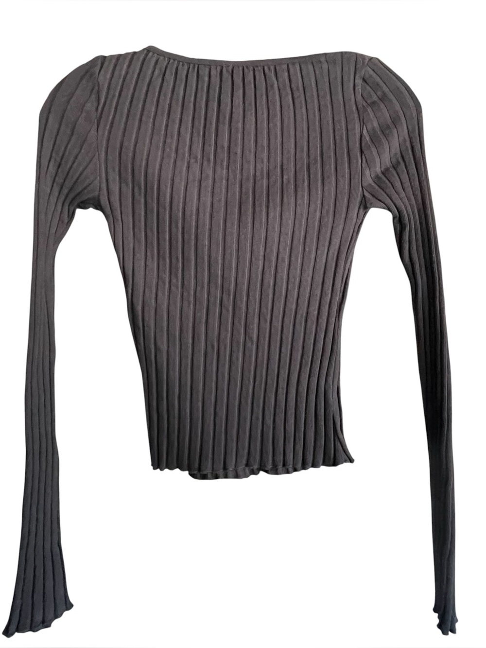Free People Tilly Black Ribbed Button-Front Long Sleeve Top - Picture 7 of 11